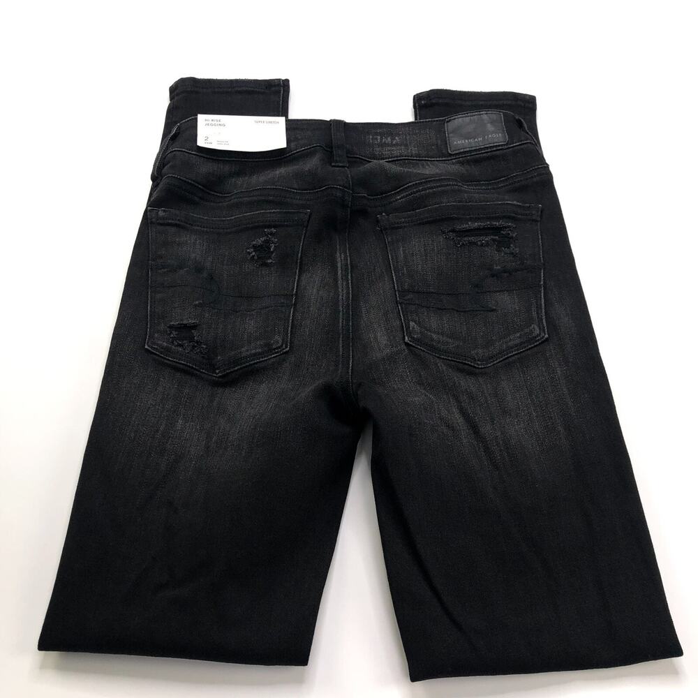 American Eagle Hi Rise Jegging NEW 2 (Fits 25W 29L) Denim Jeans Black Superstret